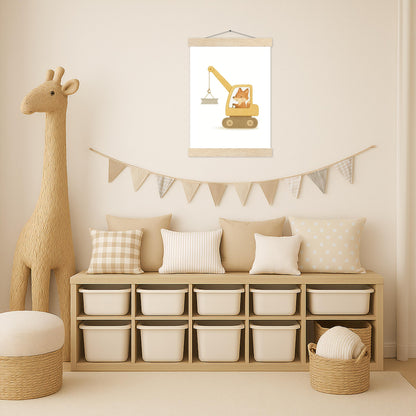 Finnegan der Fuchs - Motiv: "Kran" Poster mit Leisten von tinylearner