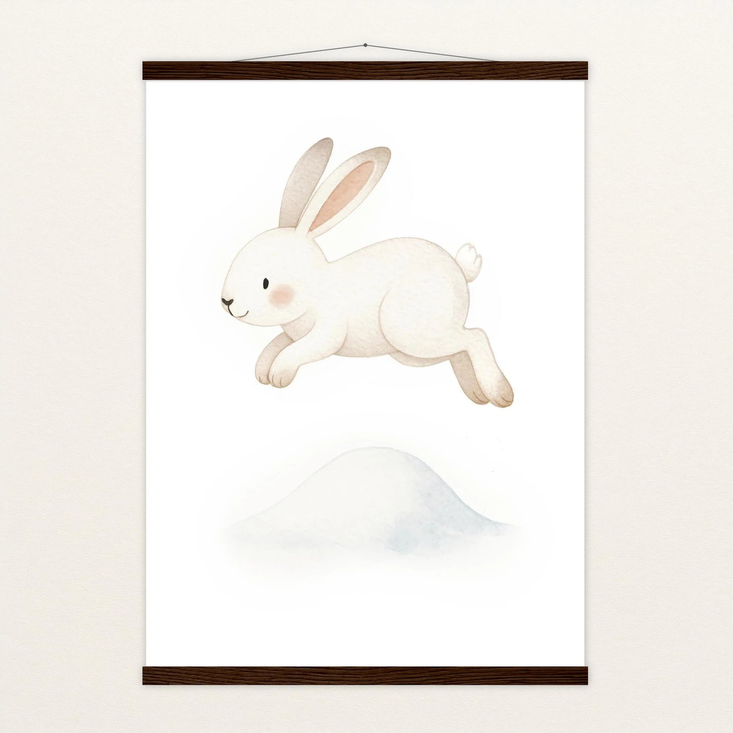 Sina der Schneehase - Motiv: "Schneehügel" Poster mit Leisten von tinylearner