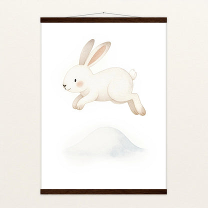 Sina der Schneehase - Motiv: "Schneehügel" Poster mit Leisten von tinylearner