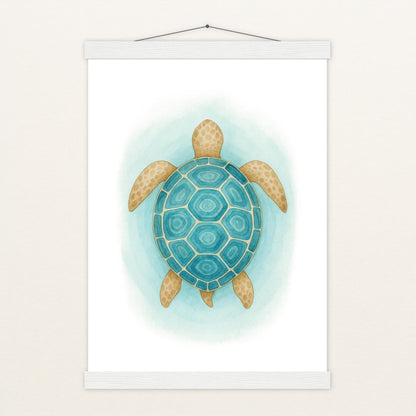 Sora die Schildkröte - Motiv: "Treiben" Poster mit Leisten von tinylearner