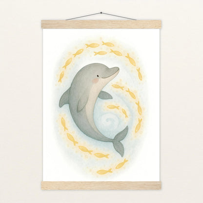 Dora der Delfin - Motiv: "Leuchtfische" Poster mit Leisten von tinylearner