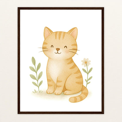 Kira die Katze Poster mit Holzrahmen von tinylearner
