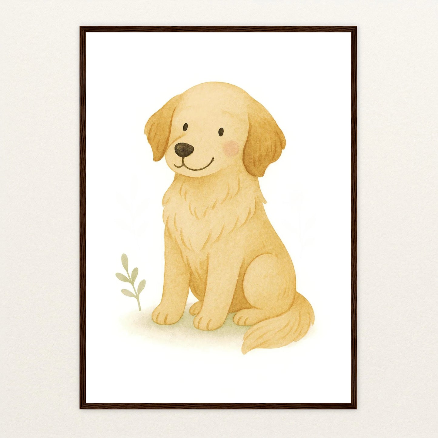 Hugo der Hund Poster mit Holzrahmen von tinylearner