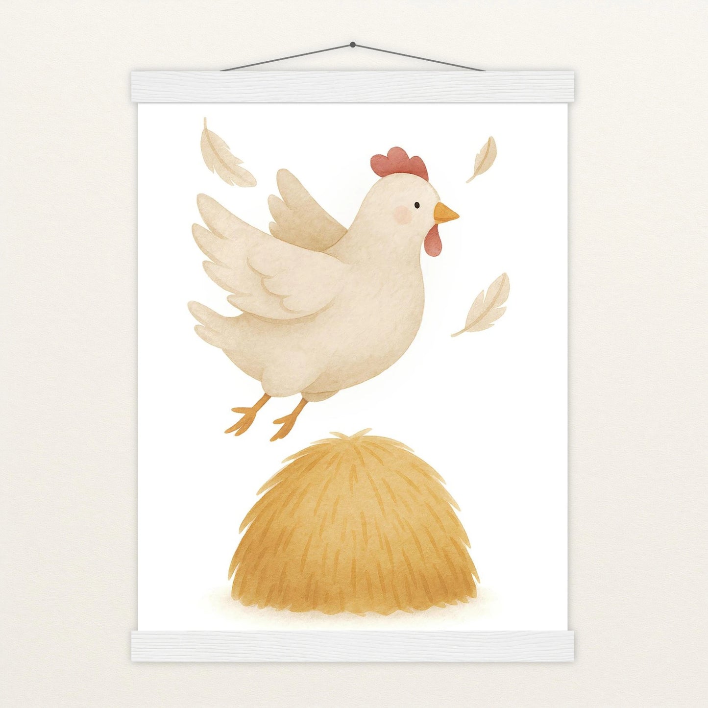 Hanni das Huhn - Motiv: "Heu" Poster mit Leisten von tinylearner