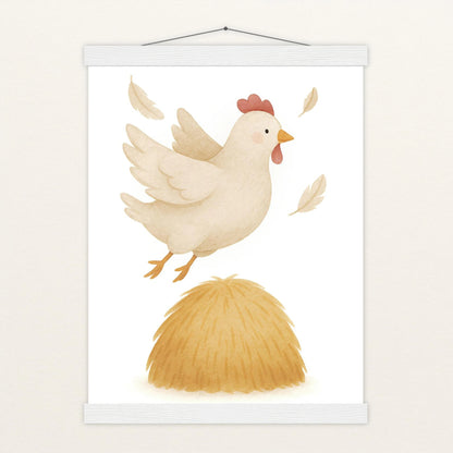 Hanni das Huhn - Motiv: "Heu" Poster mit Leisten von tinylearner