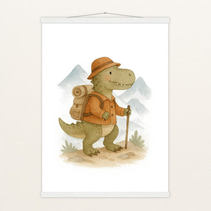 Dinosaurier T-Rex - Motiv: "Wandern" Poster mit Leisten von tinylearner
