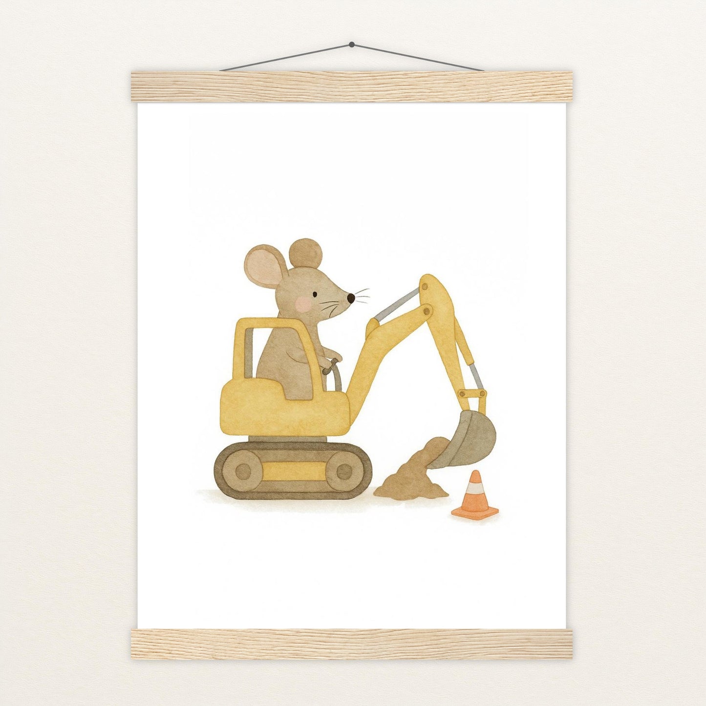 Mimi die Maus - Motiv: "Bagger" Poster mit Leisten von tinylearner