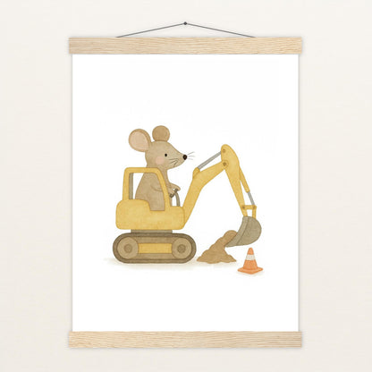 Mimi die Maus - Motiv: "Bagger" Poster mit Leisten von tinylearner
