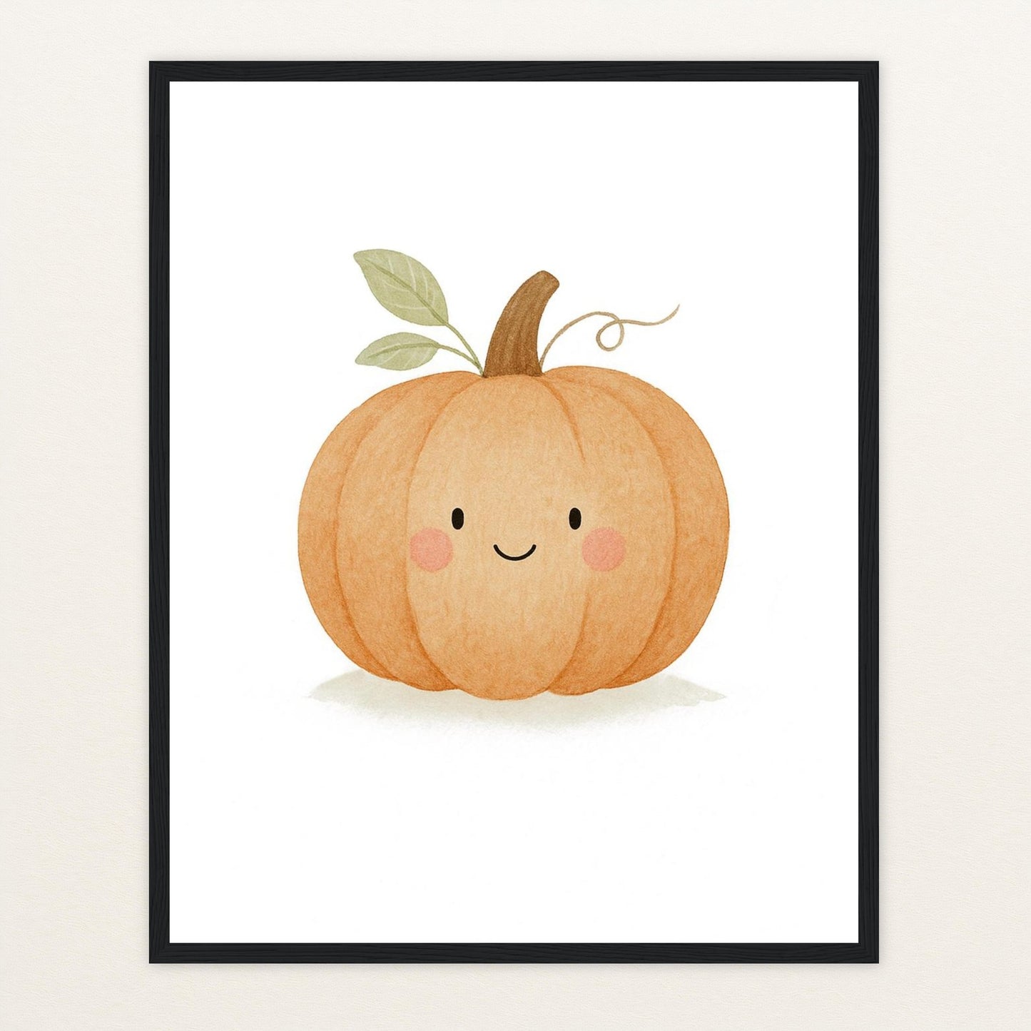 Gemüse: Kürbis Poster mit Holzrahmen von tinylearner