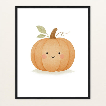 Gemüse: Kürbis Poster mit Holzrahmen von tinylearner