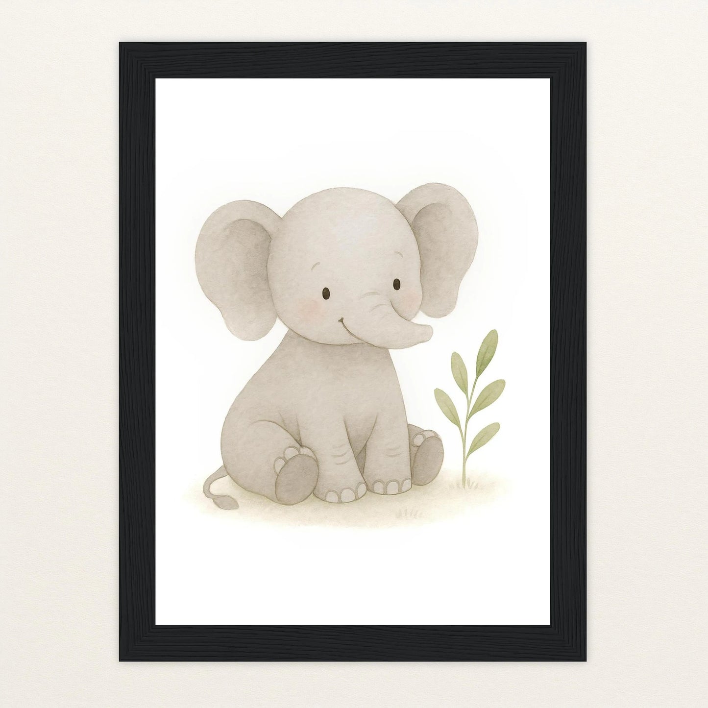 Emil der Elefant Poster mit Holzrahmen von tinylearner