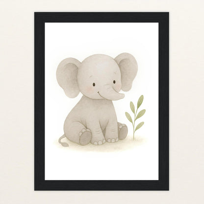 Emil der Elefant Poster mit Holzrahmen von tinylearner