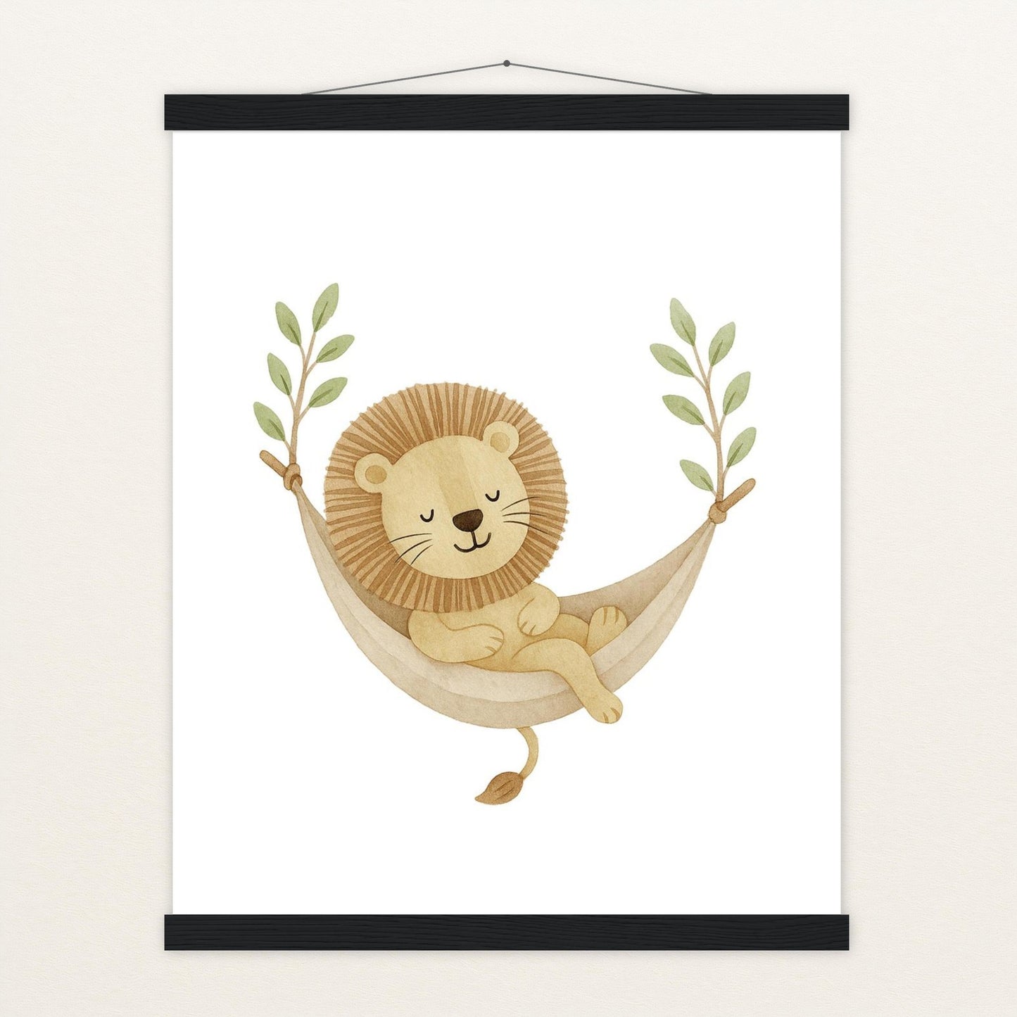 Leo der Löwe - Motiv: "Hängematte" Poster mit Leisten von tinylearner