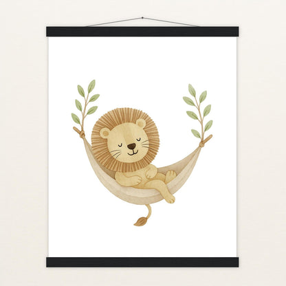 Leo der Löwe - Motiv: "Hängematte" Poster mit Leisten von tinylearner
