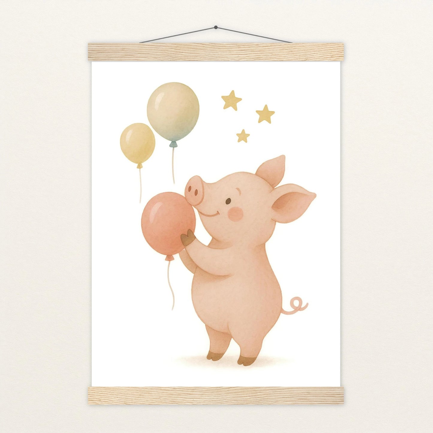 Susi das Schwein - Motiv: "Ballons" Poster mit Leisten von tinylearner
