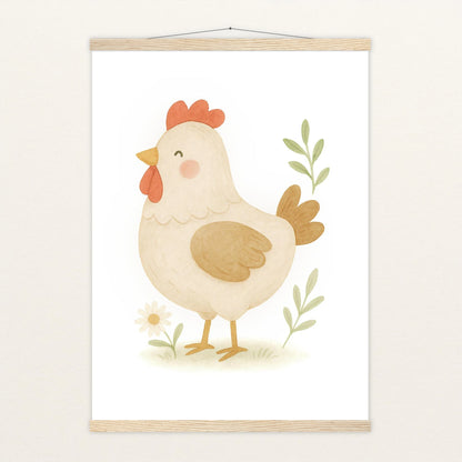 Hanni das Huhn Poster mit Leisten von tinylearner