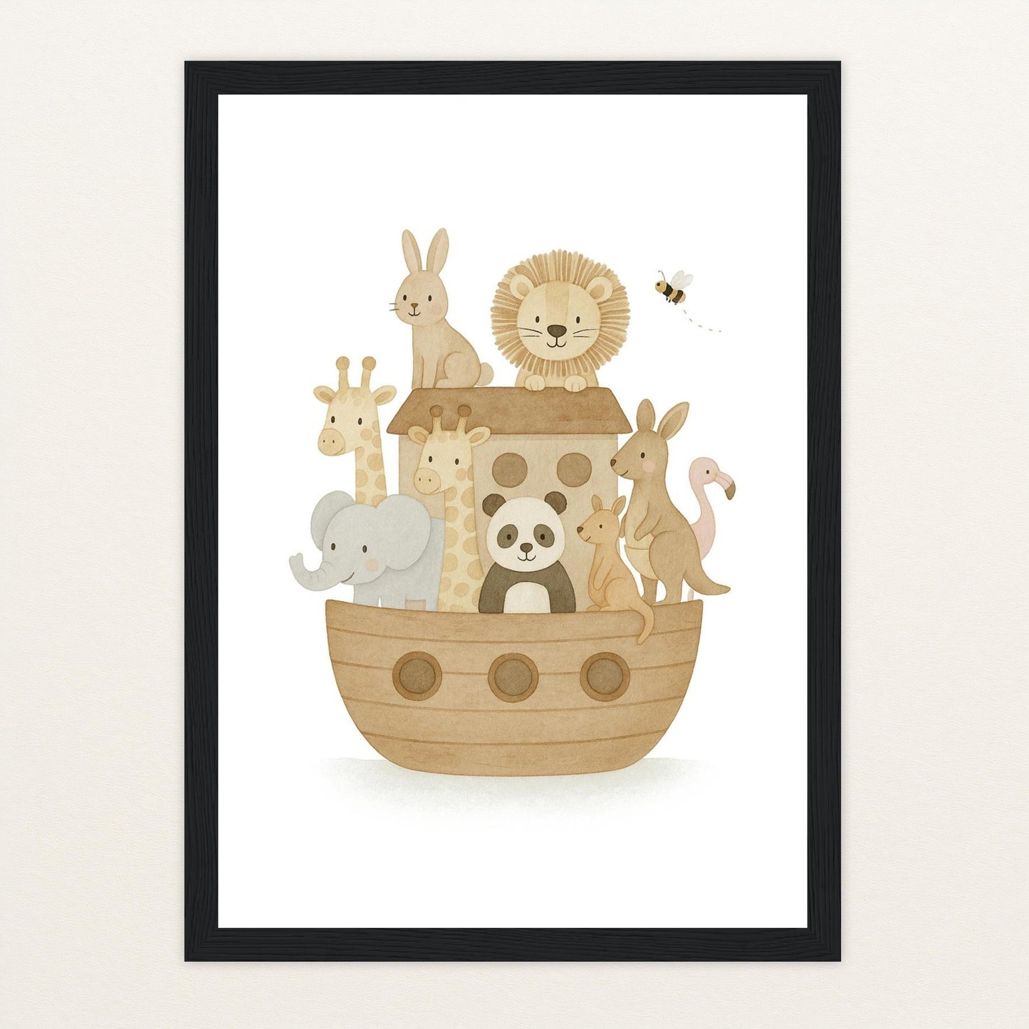 Tierfreunde - Motiv: "Arche Noah" Poster mit Holzrahmen von tinylearner