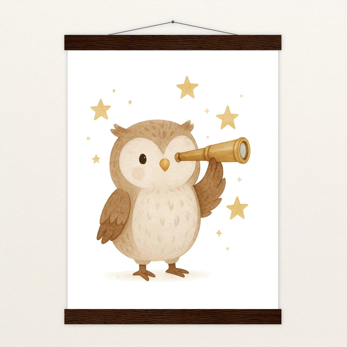 Emmi die Eule - Motiv: "Fernglas" Poster mit Leisten von tinylearner