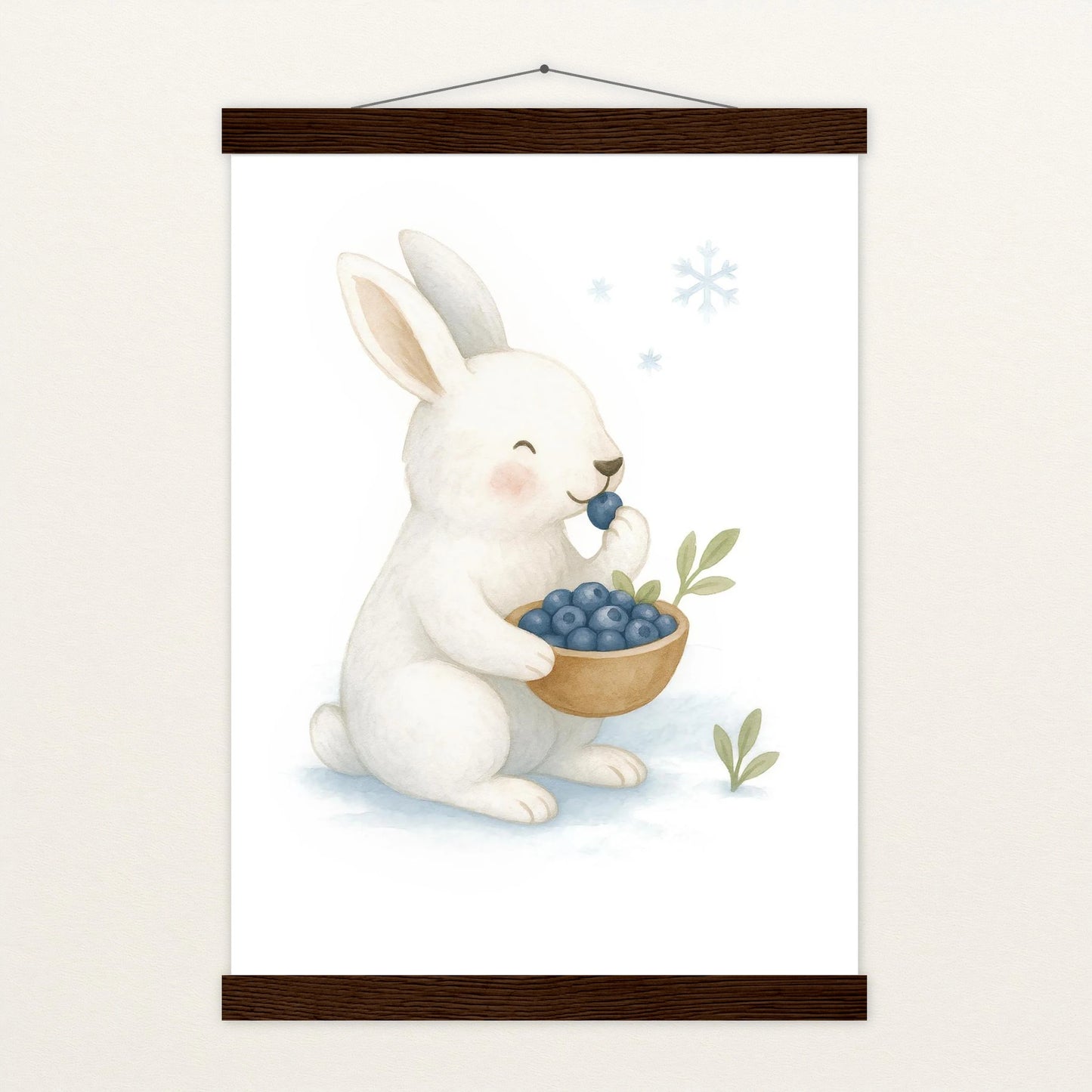 Sina der Schneehase - Motiv: "Blaubeeren" Poster mit Leisten von tinylearner