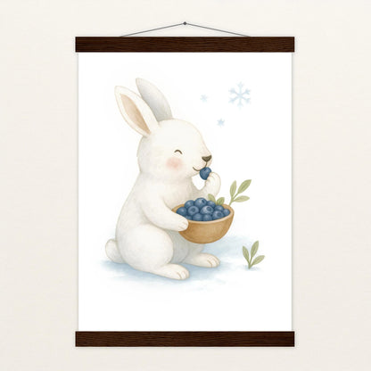 Sina der Schneehase - Motiv: "Blaubeeren" Poster mit Leisten von tinylearner