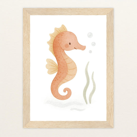 Suri das Seepferdchen Poster mit Holzrahmen von tinylearner