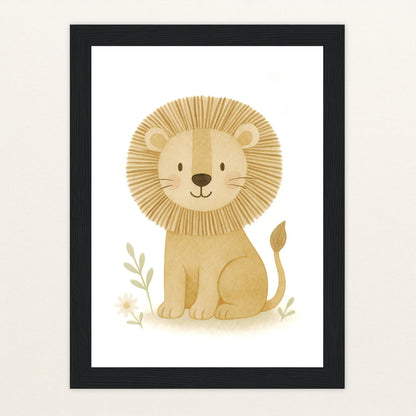 Leo der Löwe Poster mit Holzrahmen von tinylearner