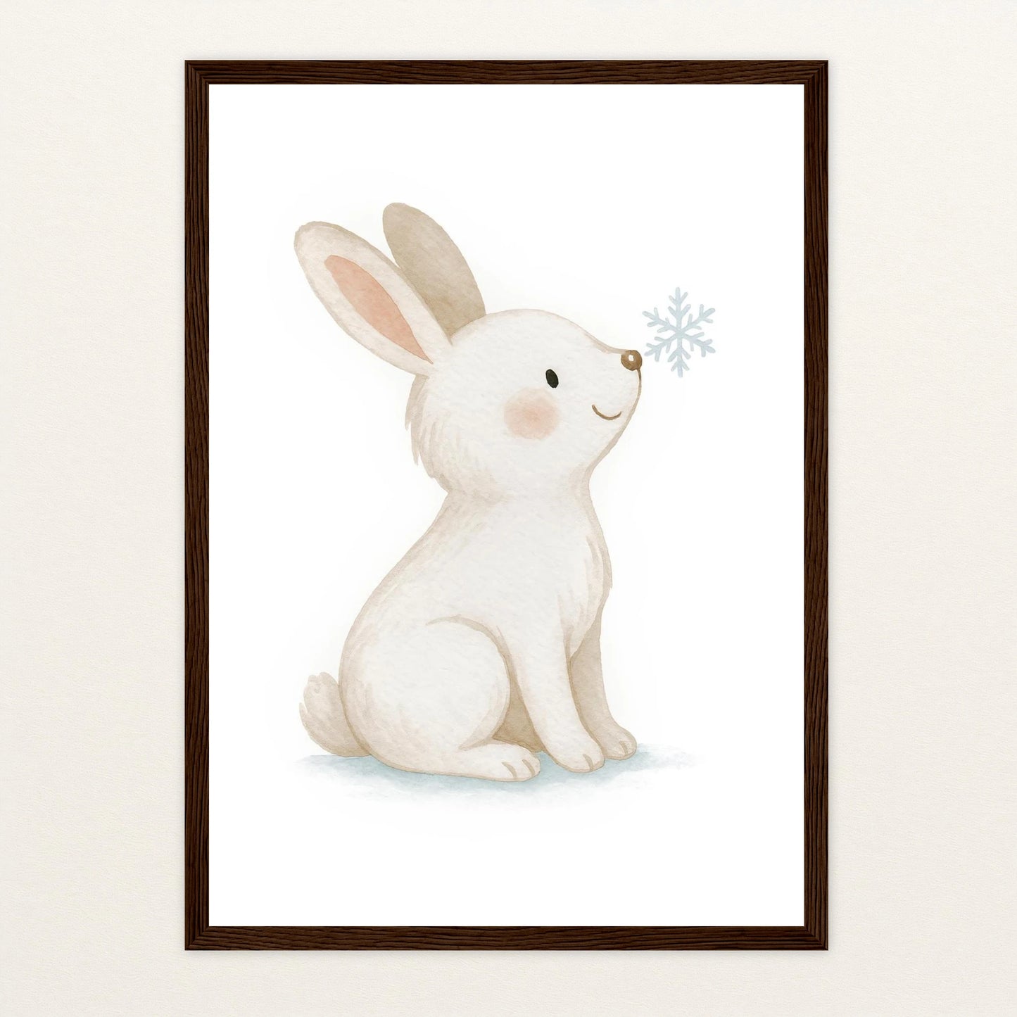 Sina der Schneehase Poster mit Holzrahmen von tinylearner