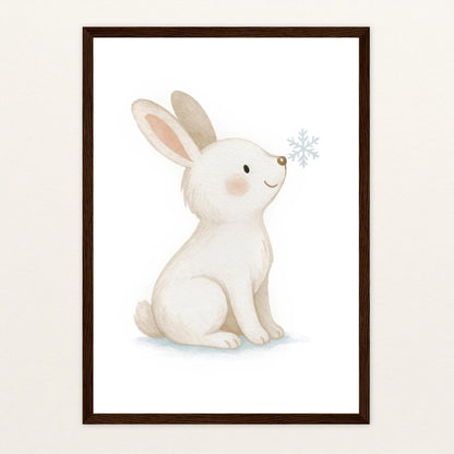 Sina der Schneehase Poster mit Holzrahmen von tinylearner