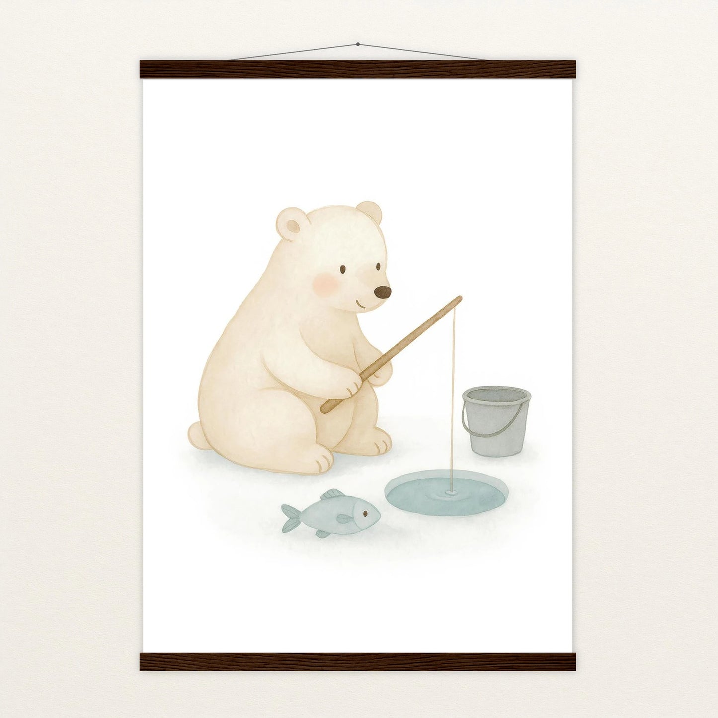 Pummel der Polarbär - Motiv: "Angeln" Poster mit Leisten von tinylearner