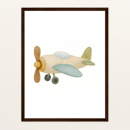 Propellerflugzeug Poster mit Holzrahmen von tinylearner