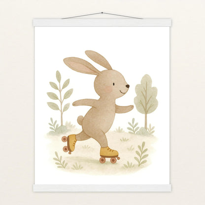 Holly der Hase - Motiv: "Rollschuhe" Poster mit Leisten von tinylearner