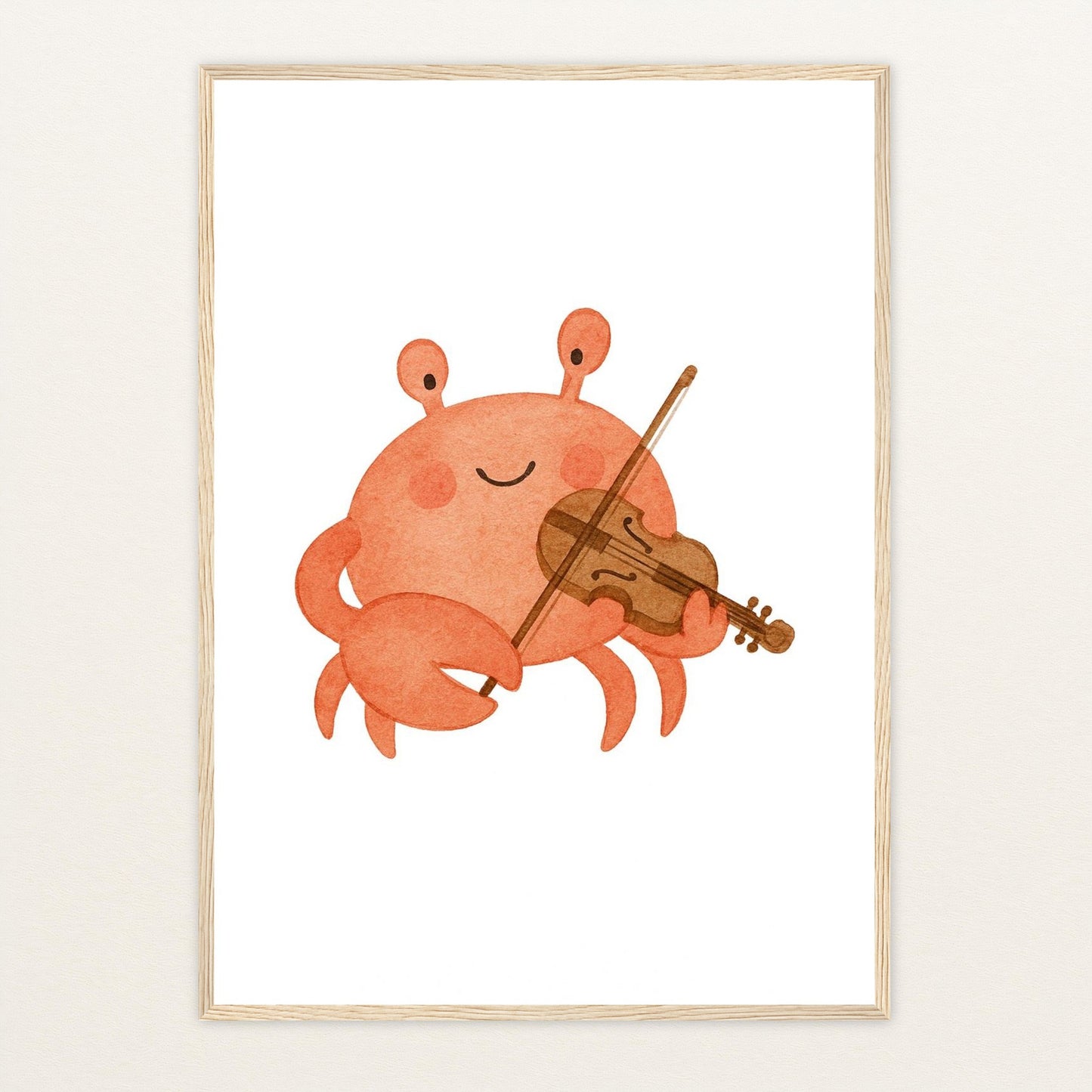 Krabbi der Krebs - Motiv: "Geige" Poster mit Holzrahmen von tinylearner