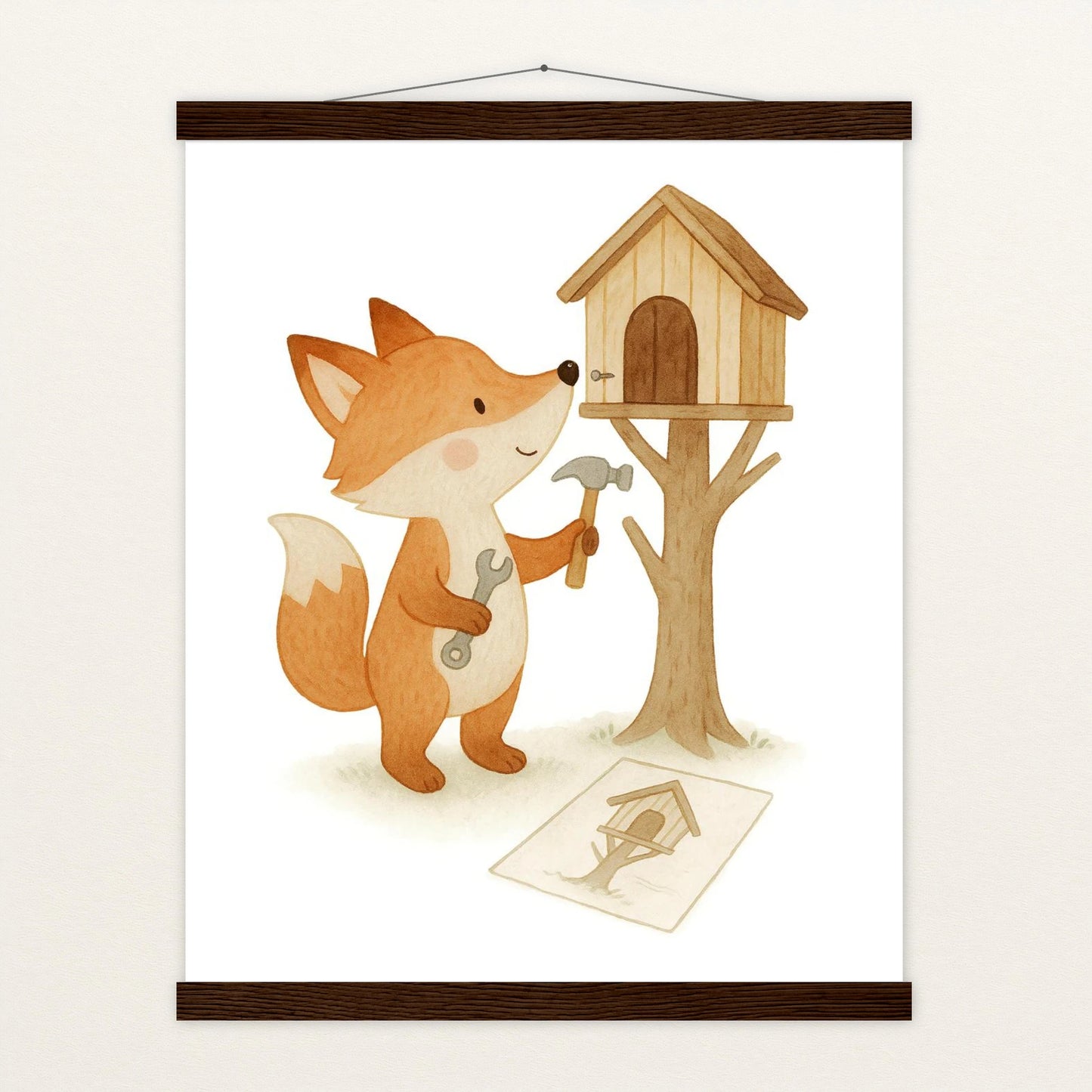 Finnegan der Fuchs - Motiv: "Baumhaus" Poster mit Leisten von tinylearner