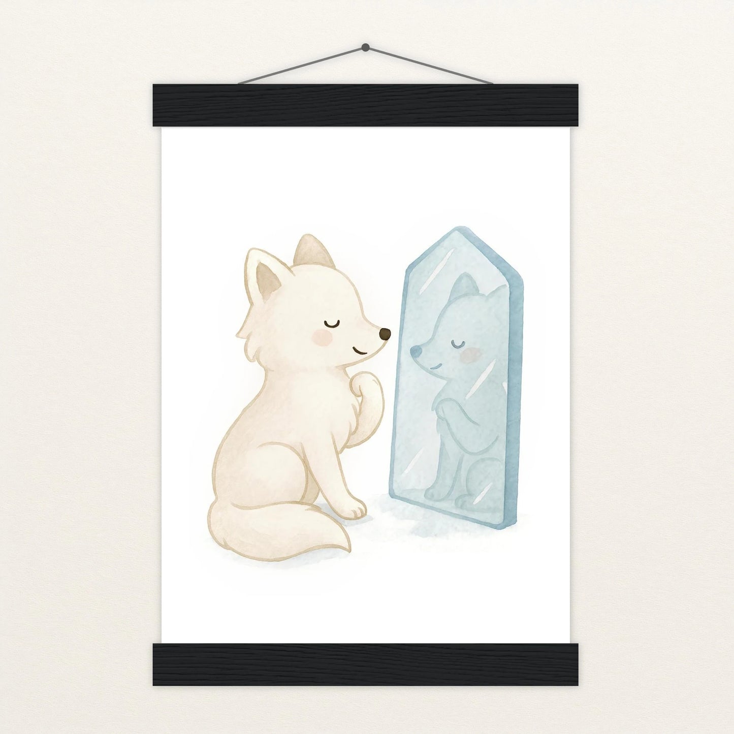 Pino der Polarfuchs - Motiv: "Spiegel" Poster mit Leisten von tinylearner