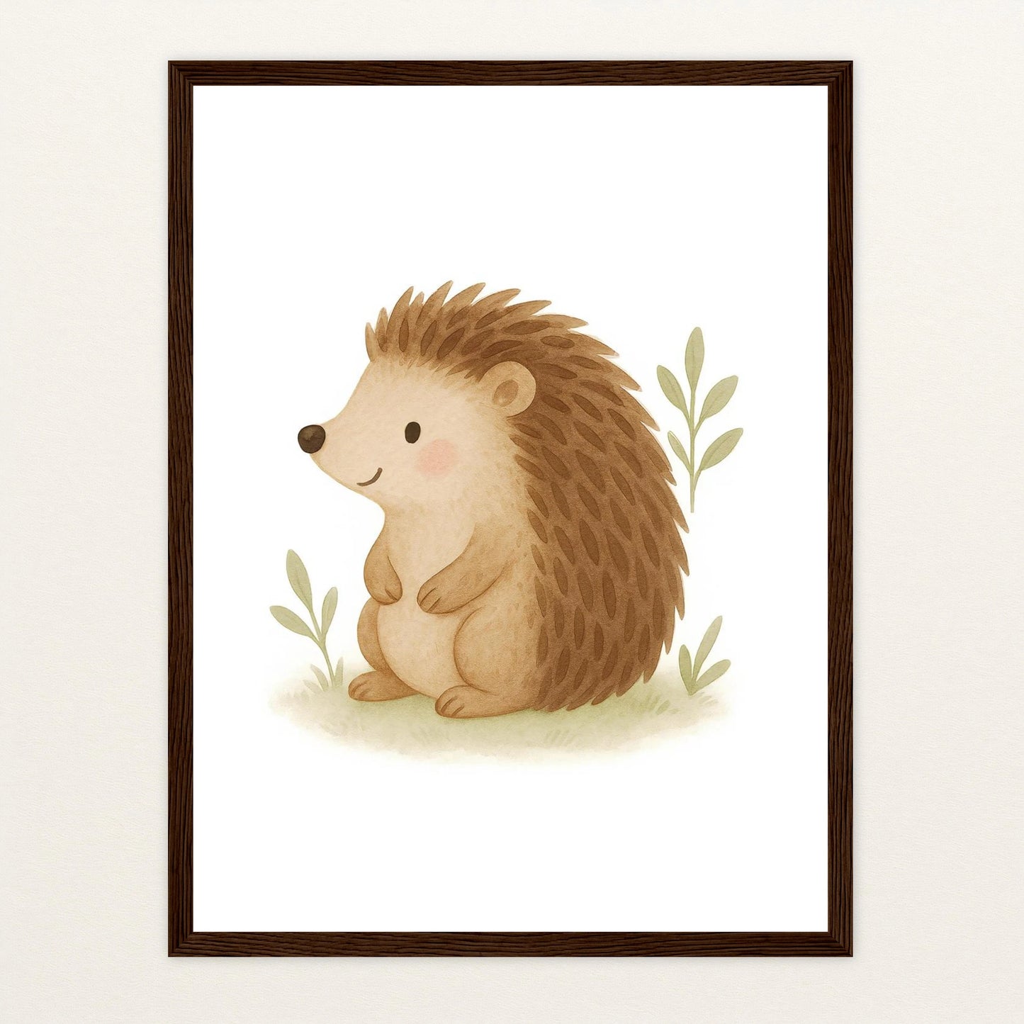 Iggi der Igel Poster mit Holzrahmen von tinylearner