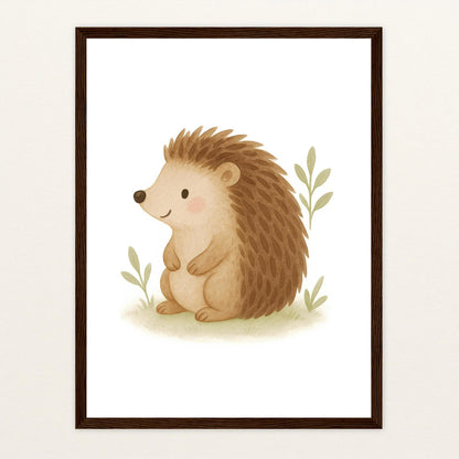 Iggi der Igel Poster mit Holzrahmen von tinylearner