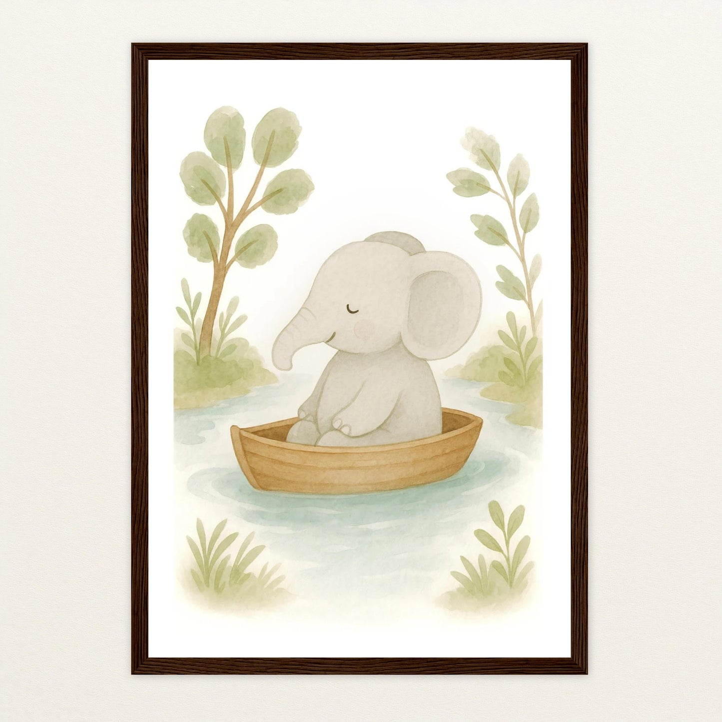 Emil der Elefant - Motiv: "Boot" Poster mit Holzrahmen von tinylearner