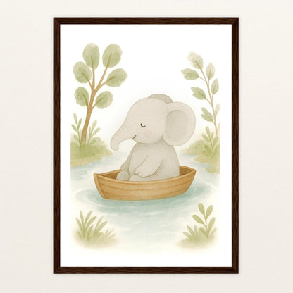 Emil der Elefant - Motiv: "Boot" Poster mit Holzrahmen von tinylearner