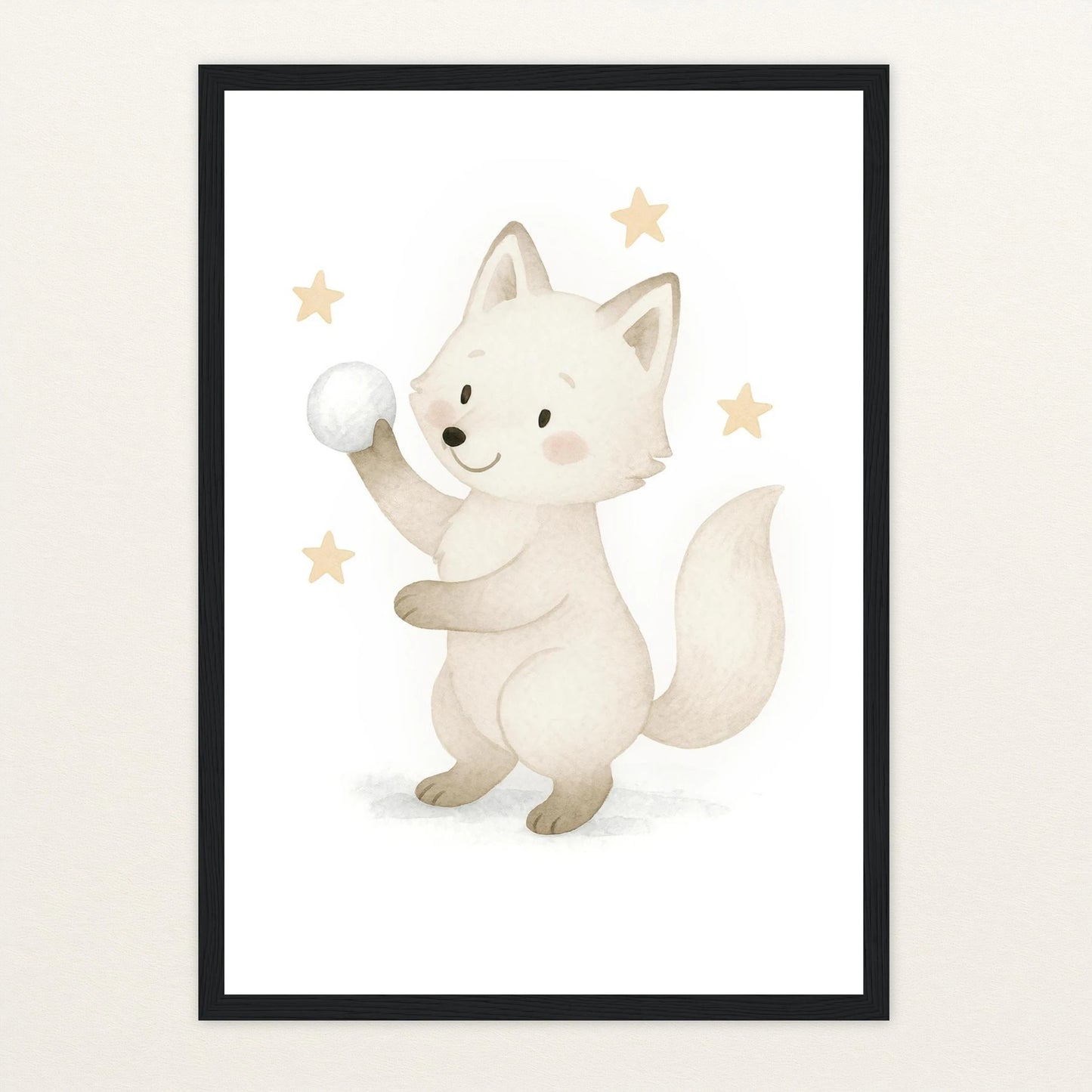 Pino der Polarfuchs - Motiv: "Schneeball" Poster mit Holzrahmen von tinylearner