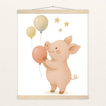 Susi das Schwein - Motiv: "Ballons" Poster mit Leisten von tinylearner