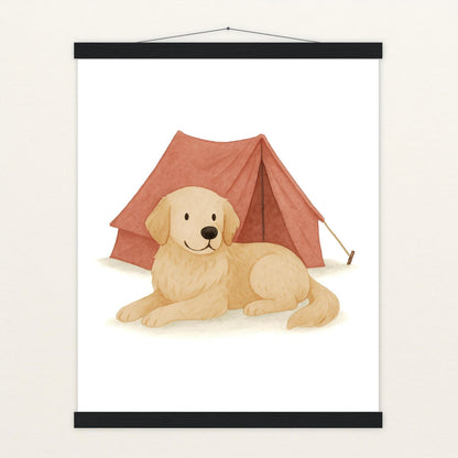 Hugo der Hund - Motiv: "Zelt" Poster mit Leisten von tinylearner