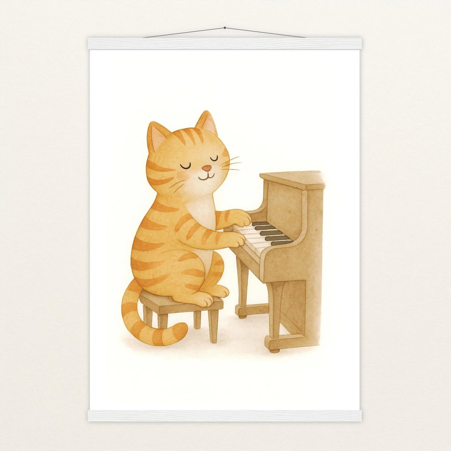 Kira die Katze - Motiv: "Klavier" Poster mit Leisten von tinylearner