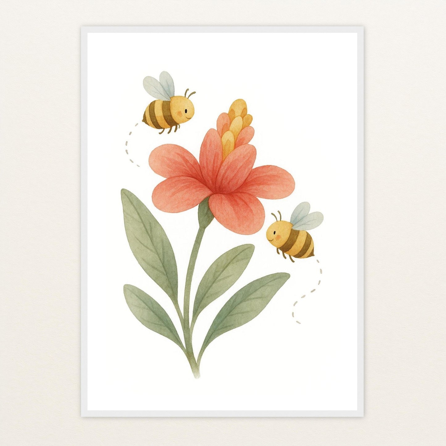 Bibi die Biene - Motiv: "Blume" Poster mit Holzrahmen von tinylearner