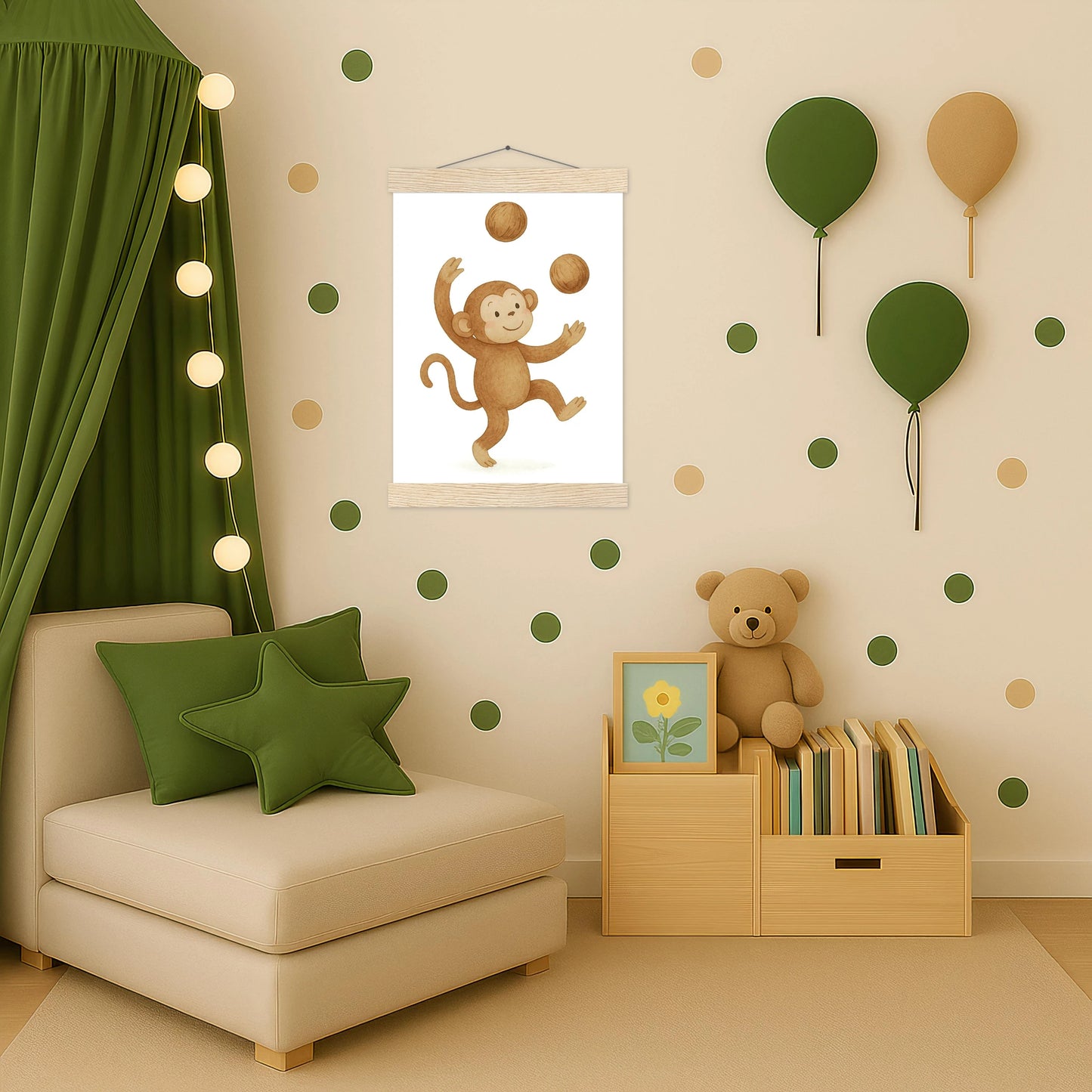 Aki der Affe - Motiv: "Kokosnuss" Poster mit Leisten von tinylearner