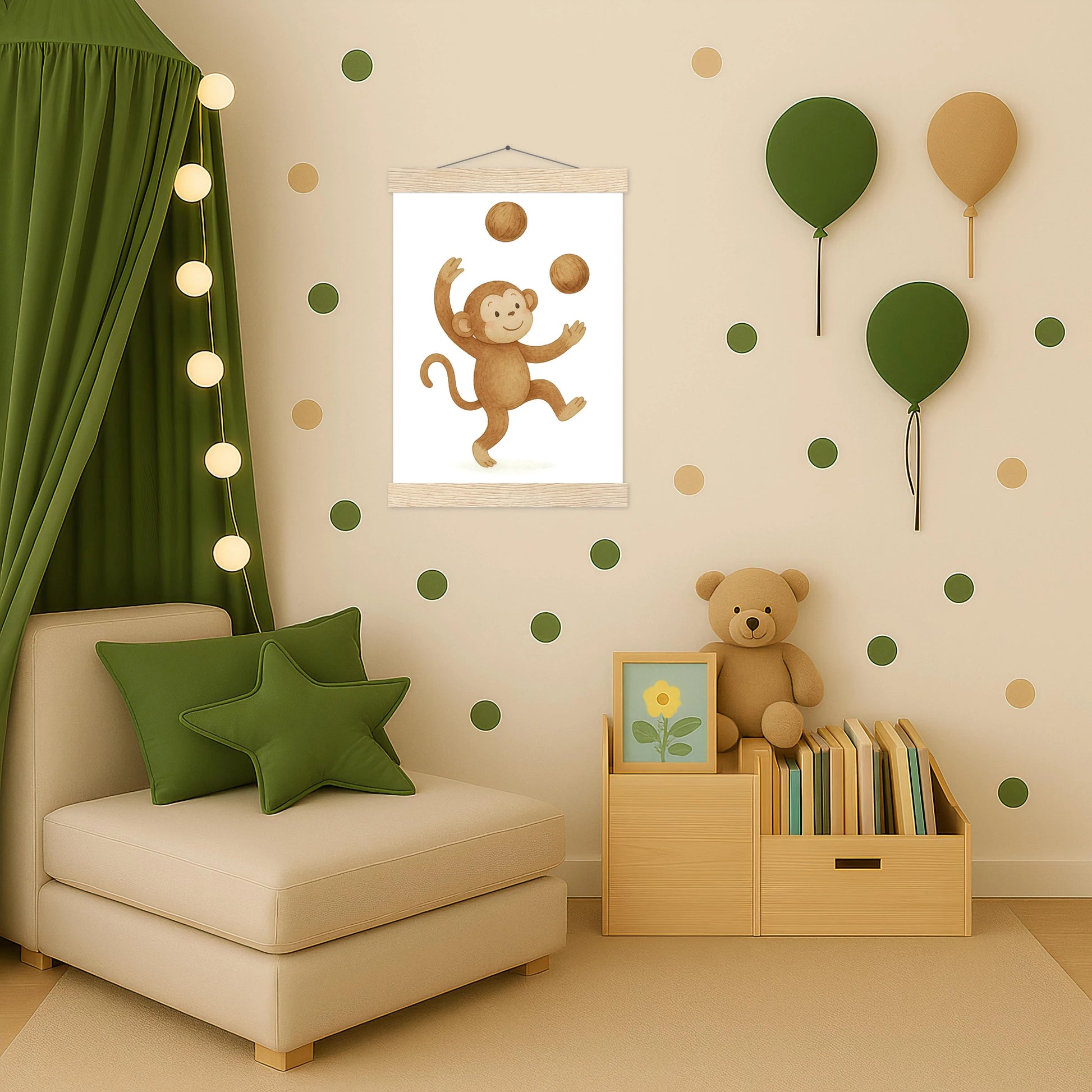 Aki der Affe - Motiv: "Kokosnuss" Poster mit Leisten von tinylearner