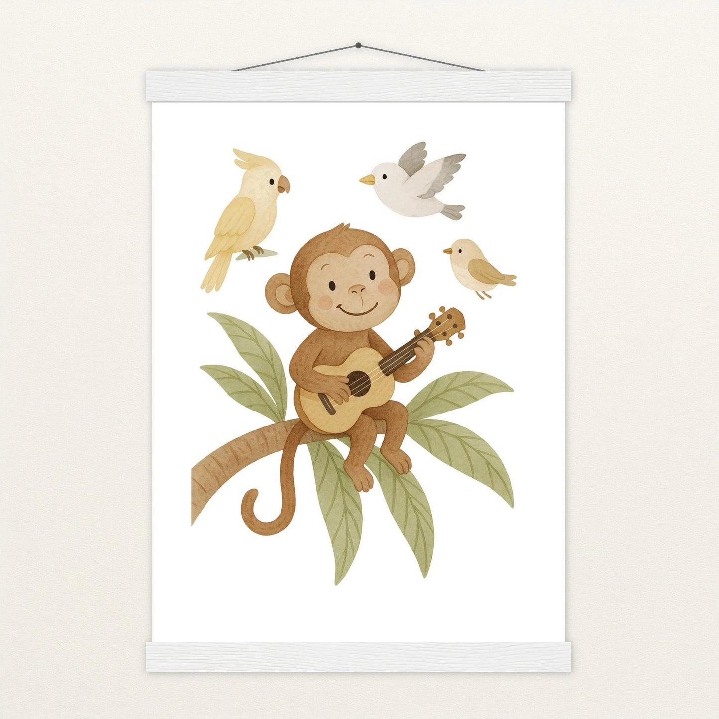 Aki der Affe - Motiv: "Ukulele" Poster mit Leisten von tinylearner