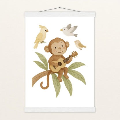 Aki der Affe - Motiv: "Ukulele" Poster mit Leisten von tinylearner