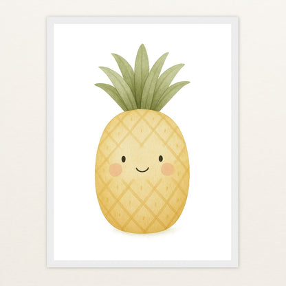 Obst: Ananas Poster mit Holzrahmen von tinylearner
