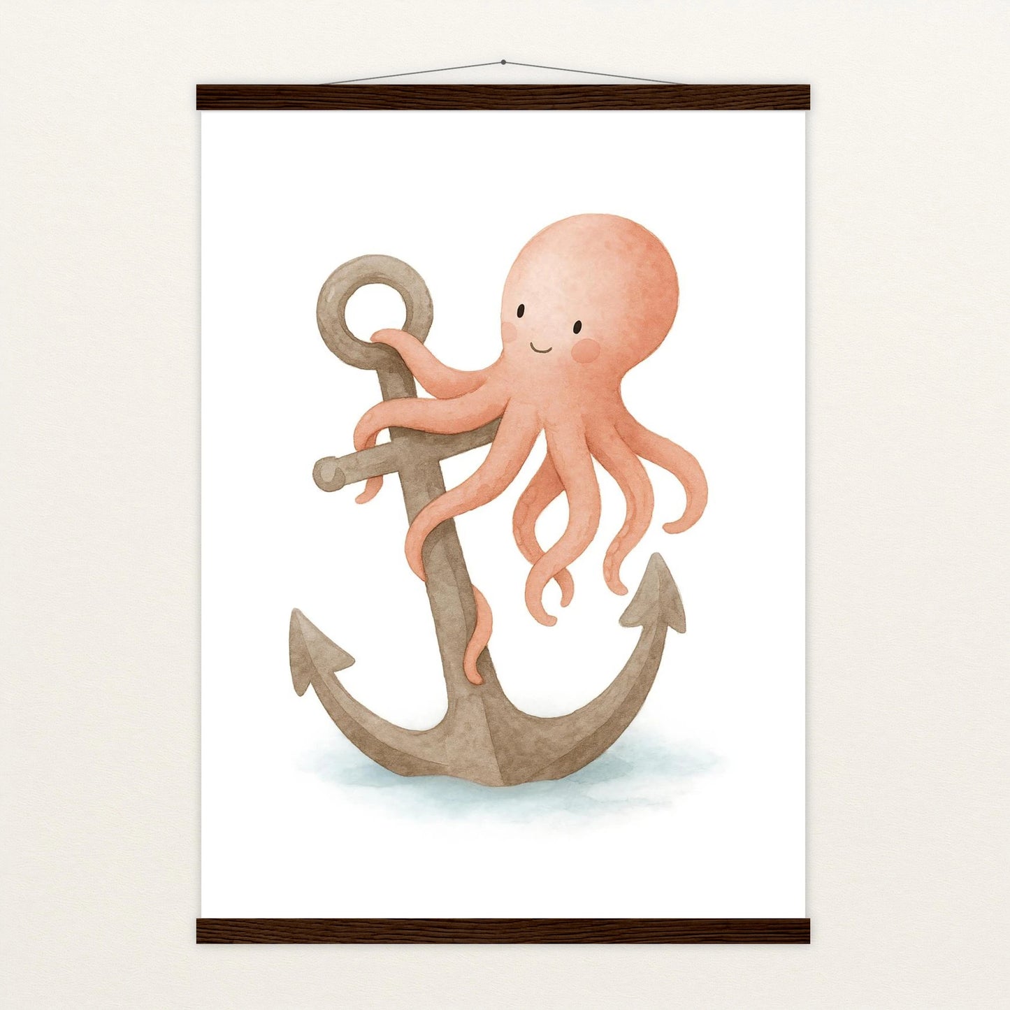 Tilli der Tintenfisch - Motiv: "Anker" Poster mit Leisten von tinylearner