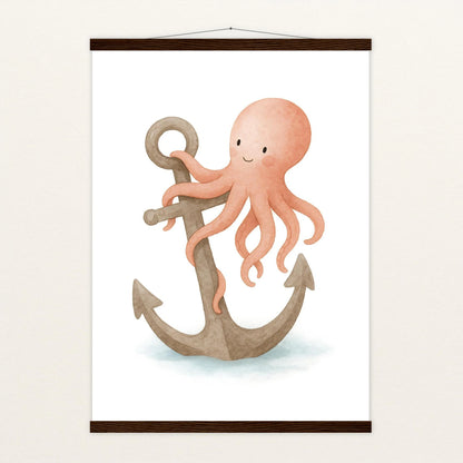 Tilli der Tintenfisch - Motiv: "Anker" Poster mit Leisten von tinylearner
